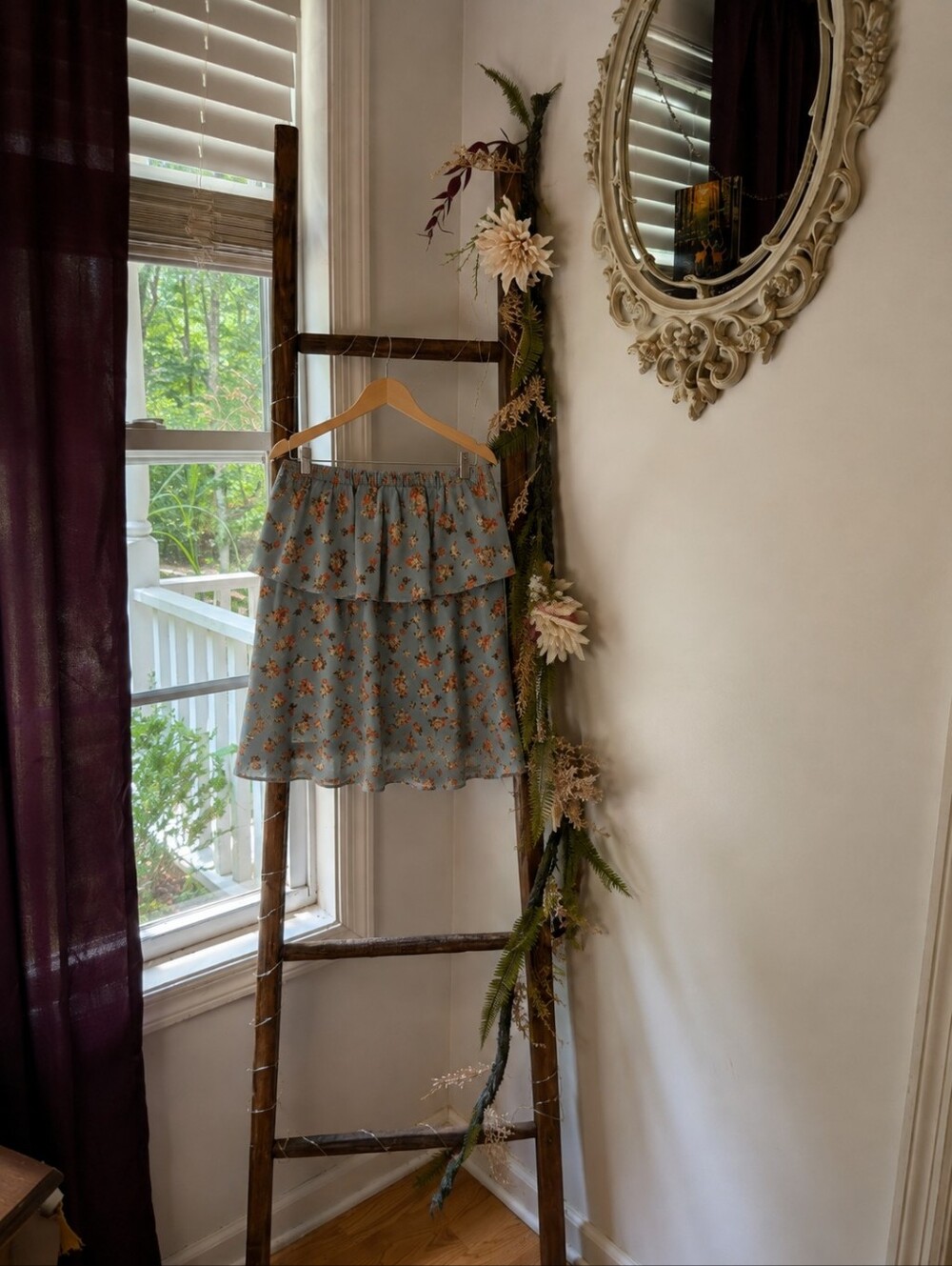 Vintage Inspired Boho Midi Tiered Floral Skirt